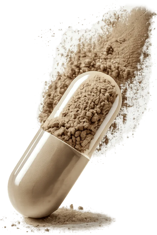 Open NewEra Protect capsule with natural herbal powder spilling out